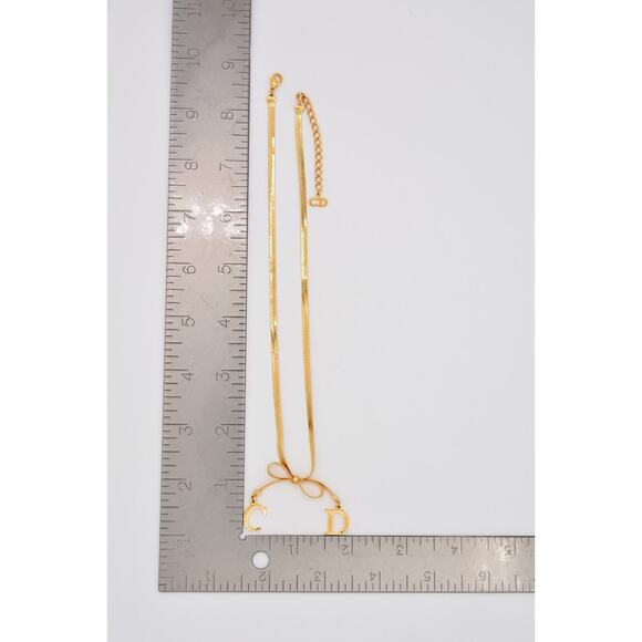 Christian Dior Vintage Bow Collar Necklace Logo CD Charm Gold Chain Signed BinA - Picture 12 of 12